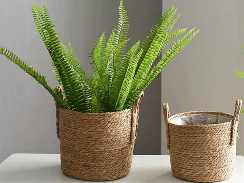 Straw basket made from dried natural straw